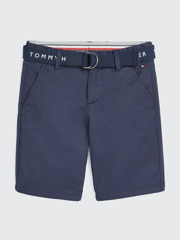 Tommy Hilfiger Boys 3-7 Essential Belted Chino Kids\' Shorts Navy | QDp85xlghKO9