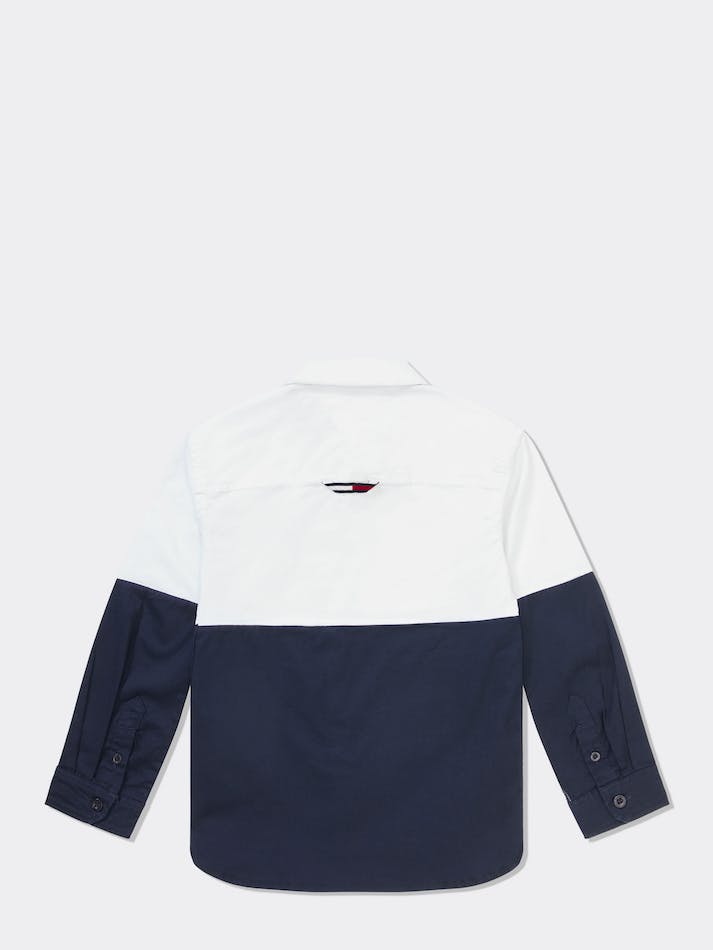 Tommy Hilfiger Boys 3-7 Horizontal Colourblock Kids' Shirts Blue / White | VFUPHOFyhRxT