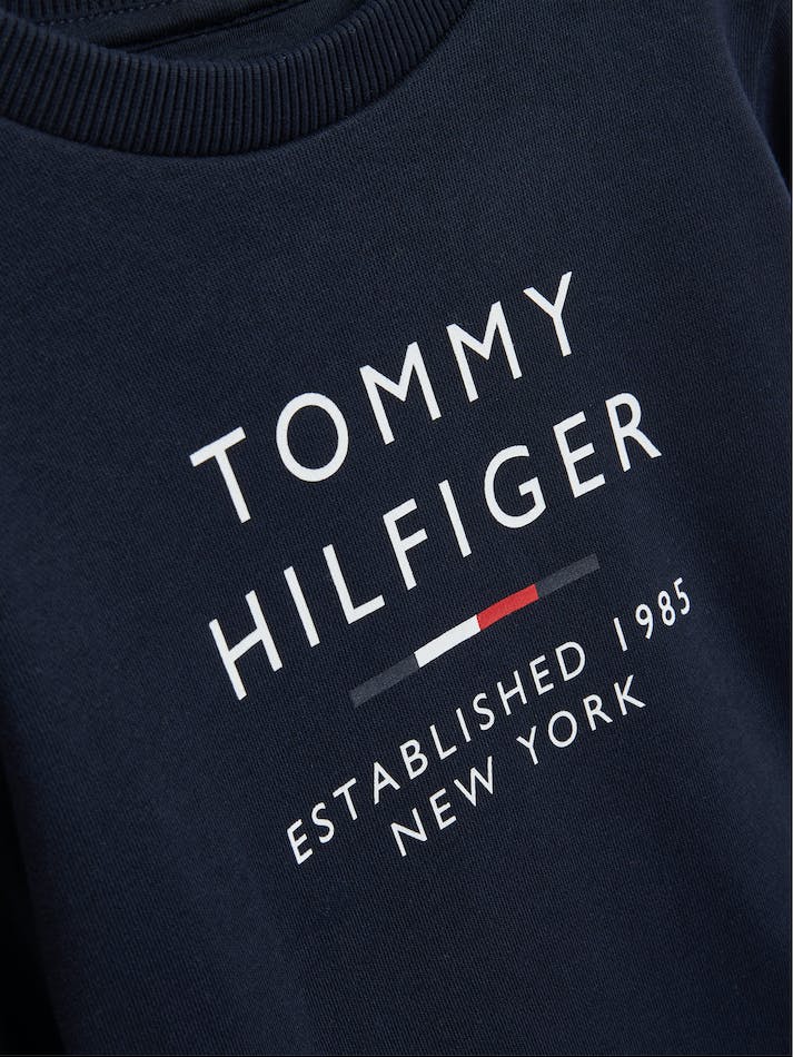 Tommy Hilfiger Boys 3-7 Logo Crew Neck Kids' Sweatshirt Blue | EDyOflALxS9v