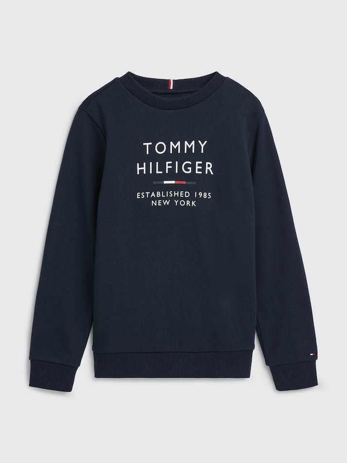 Tommy Hilfiger Boys 3-7 Logo Crew Neck Kids\' Sweatshirt Blue | EDyOflALxS9v