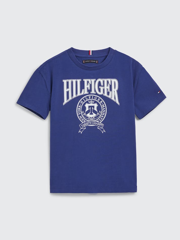 Tommy Hilfiger Boys 3-7 Logo Peached Jersey Kids\' T Shirts Blue | vHtNhKIw5MCu