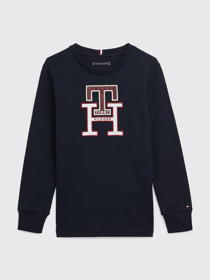 Tommy Hilfiger Boys 3-7 Monogram Long Sleeve Kids\' T Shirts Blue | 19W0vVrplqqU