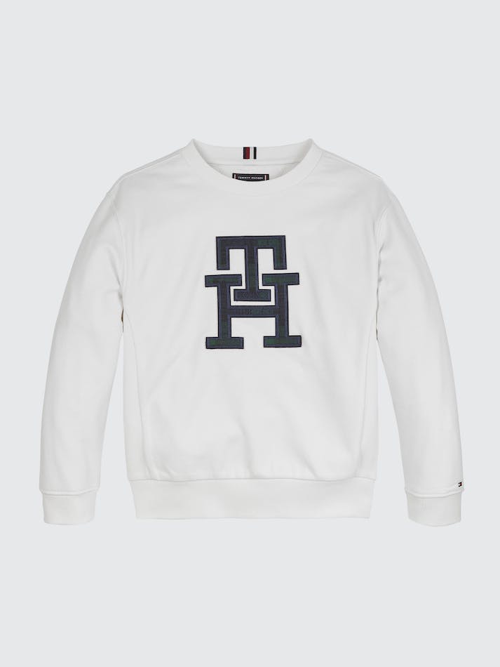 Tommy Hilfiger Boys 3-7 Monogram Watch Kids' Sweatshirt White | c7Tm8rlFNOwv