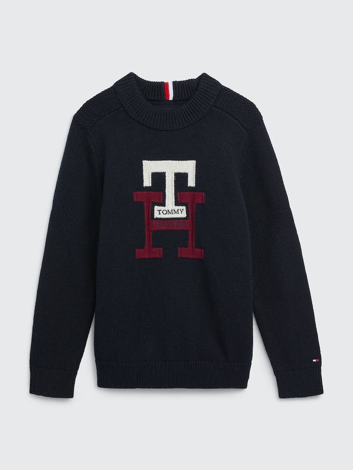 Tommy Hilfiger Boys 3-7 Th Monogram Kids\' Jumpers Blue | sEcHFb9g767R