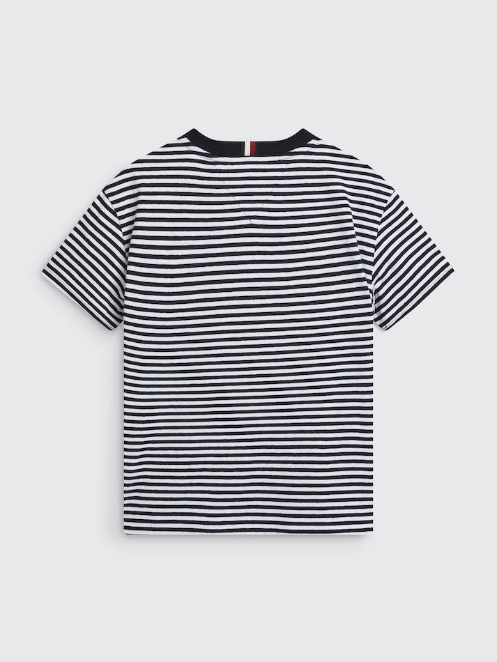 Tommy Hilfiger Boys 8-16 Stripe Logo Embroidery Kids' T Shirts Blue Stripes / White | gDCAhseeE3ul