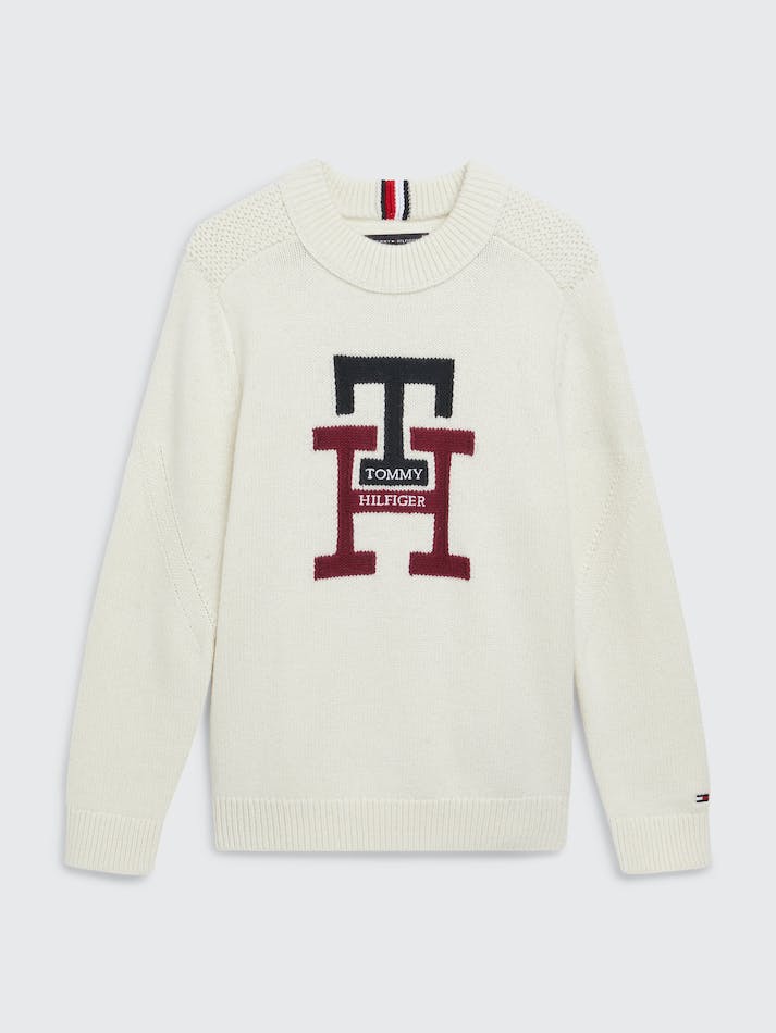 Tommy Hilfiger Boys 8-16 Th Monogram Kids\' Jumpers White | qAgHMnGvZtrq