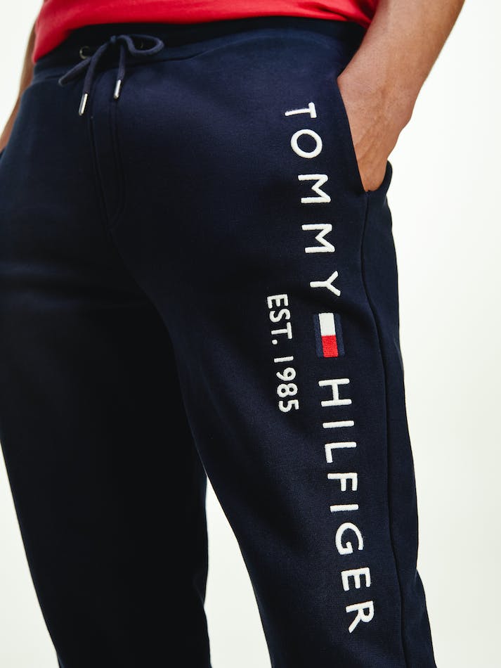 Tommy Hilfiger Branded Leg Organic Men's Jogger Blue | Phwy3HYRLzPM