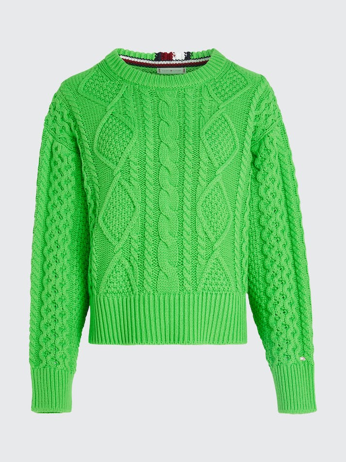 Tommy Hilfiger Cable Boyfriend Women's Sweater Light Green | Ej6I5l2cMt7N