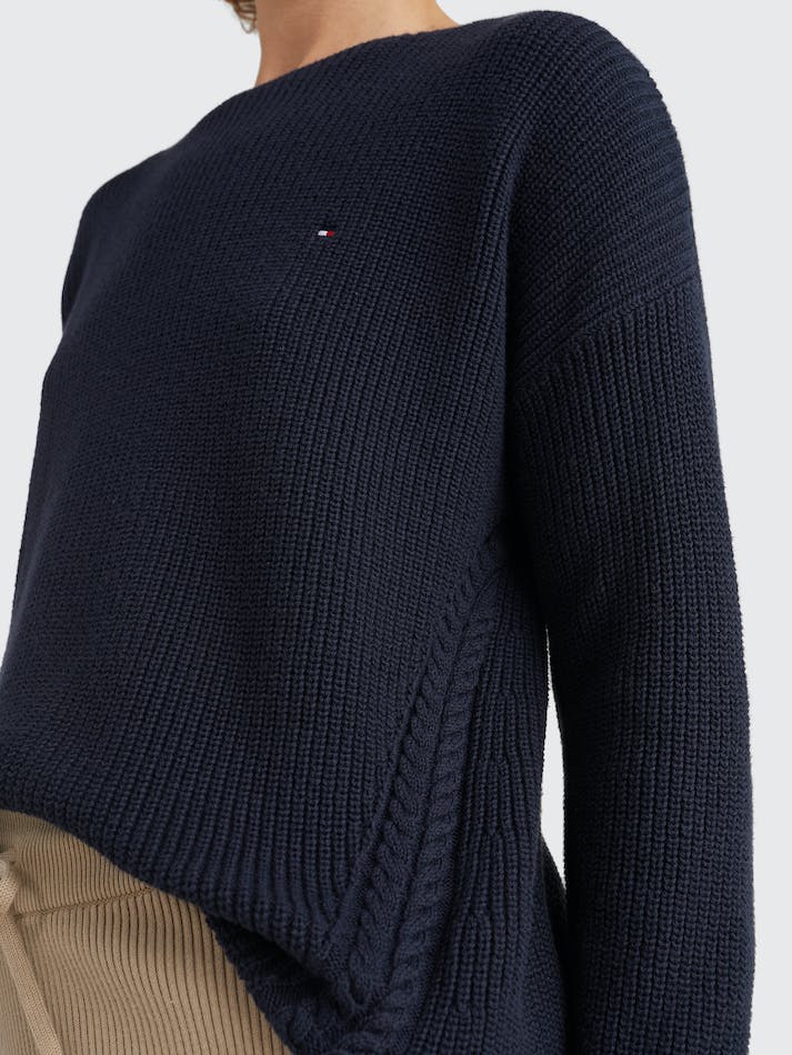 Tommy Hilfiger Cable Knit Detail Relaxed Fit Women's Jumpers Blue | GSky9Jkmi6Ub