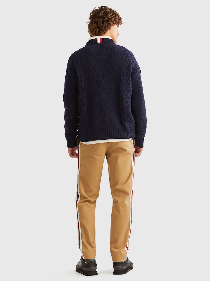 Tommy Hilfiger Cable Knit Oversized Men's Jumpers Blue | BD1ZiDxRxRYY