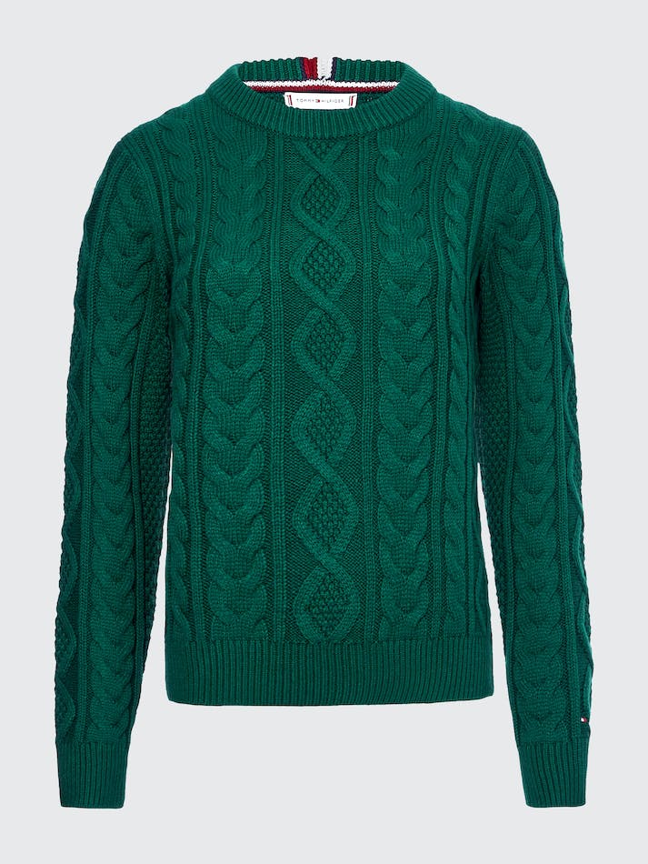 Tommy Hilfiger Cable Knit Slim Fit Women's Sweaters Green | CDf5CmHgjQd9