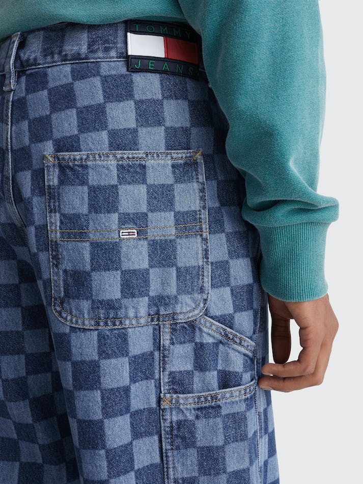 Tommy Jeans Carpenter Baggy Checkerboard Men's Jeans Blue | e9ptIBSAi4wA