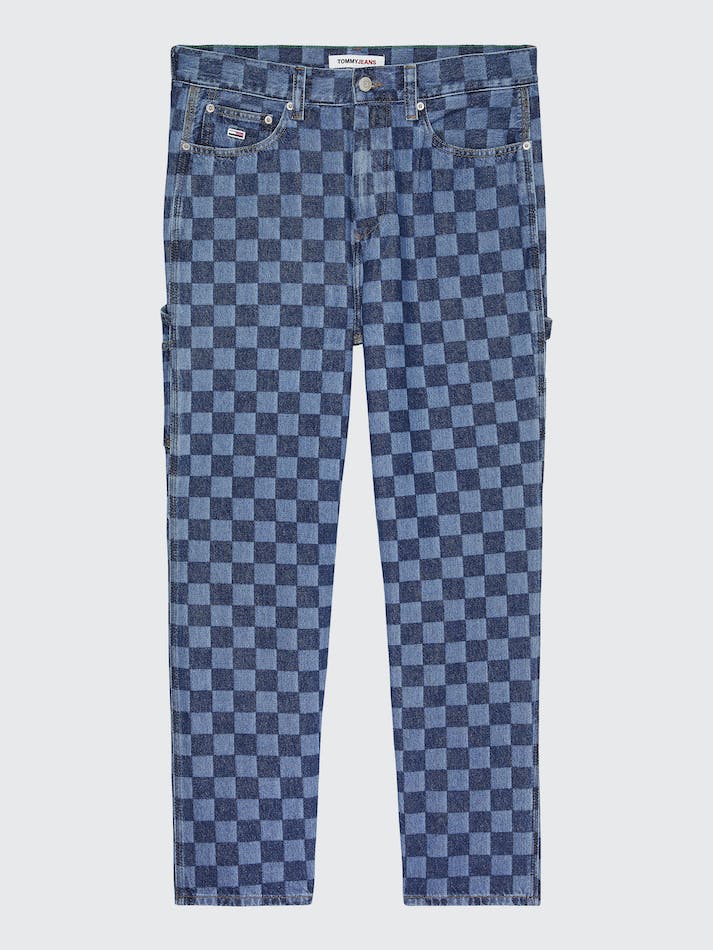 Tommy Jeans Carpenter Baggy Checkerboard Men's Jeans Blue | e9ptIBSAi4wA