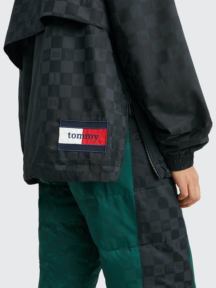 Tommy Jeans Checkerboard Popover Track Unisex Jackets Black | 2o0Ahx5hAG2B