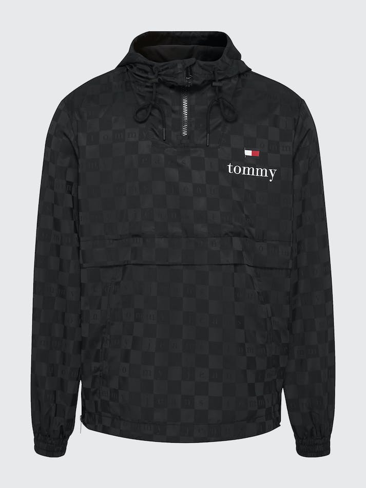 Tommy Jeans Checkerboard Popover Track Unisex Jackets Black | 2o0Ahx5hAG2B