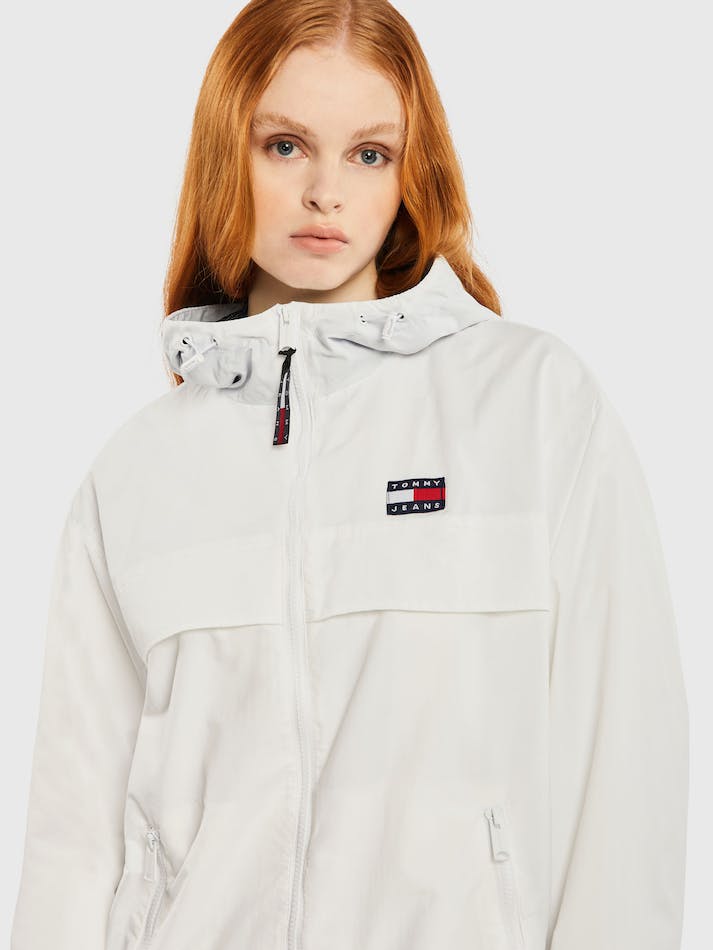 Tommy Jeans Chicago Hooded Women's Windbreaker White | 47n2M4mFdAkY