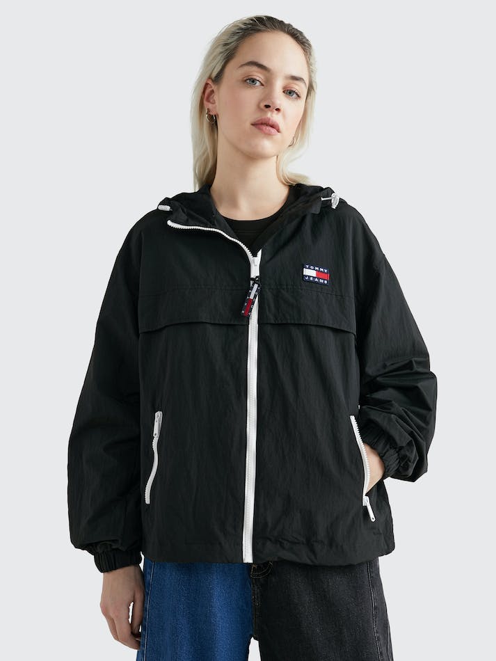 Tommy Jeans Chicago Hooded Women's Windbreaker Black | Ka2bWzdAxmFl