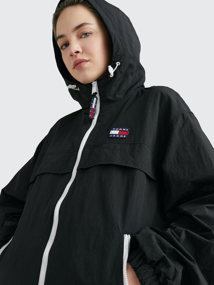 Tommy Jeans Chicago Hooded Women's Windbreaker Black | Ka2bWzdAxmFl