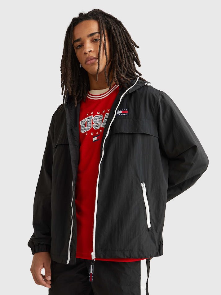 Tommy Jeans Chicago Men's Windbreaker Black | Q12UFyUd7g9S