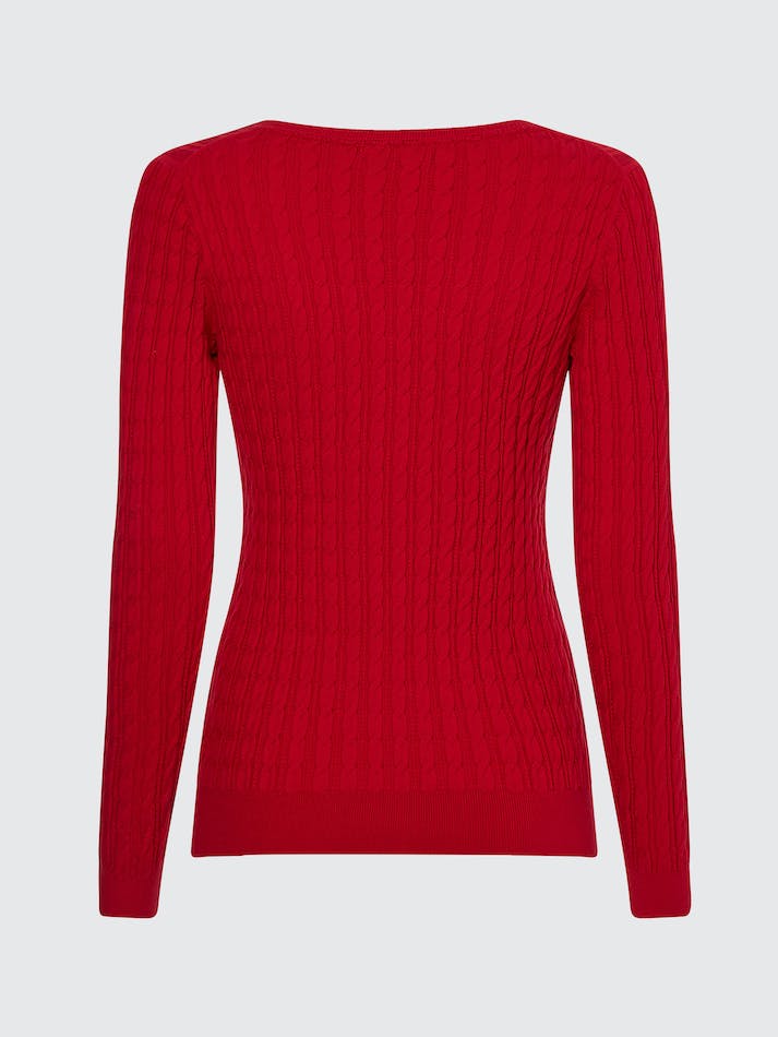 Tommy Hilfiger Classic Cable V Neck Women's Sweater Dark Red | 3HPouldQIL3K