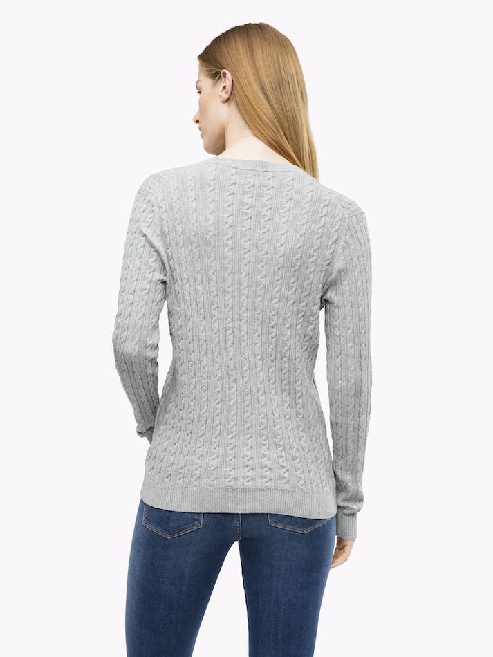 Tommy Hilfiger Classic Cable V Neck Women's Sweater Light Grey | AijfsVGpRPmK