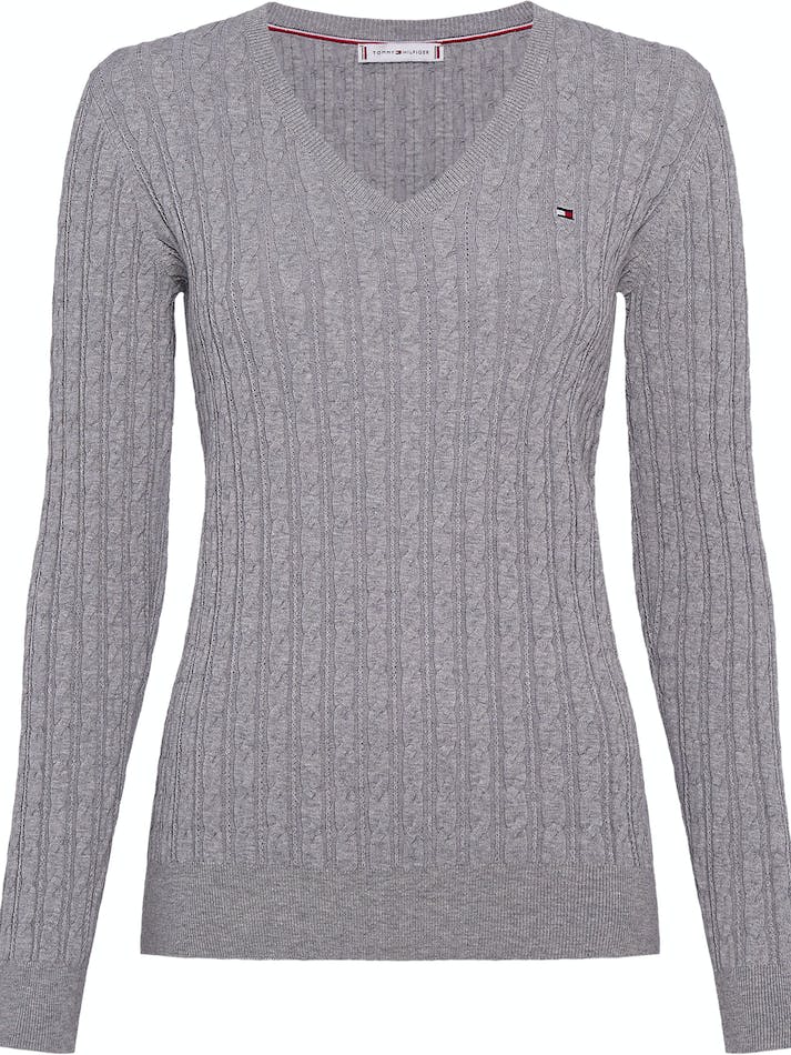 Tommy Hilfiger Classic Cable V Neck Women's Sweater Light Grey | AijfsVGpRPmK