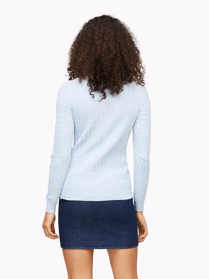 Tommy Hilfiger Classic Cable V Neck Women's Sweater Blue | GN4dBfjmyova