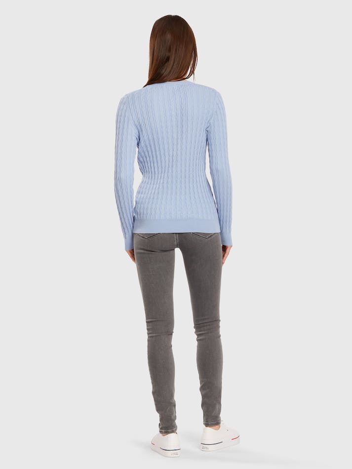 Tommy Hilfiger Classic Cable V Neck Women's Sweater Blue | TgxK2C9fZNlJ