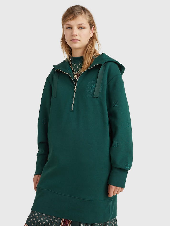 Tommy Hilfiger Classics Crest Hoodie Women's Dress Hunter | FV8HWuNUgxUC