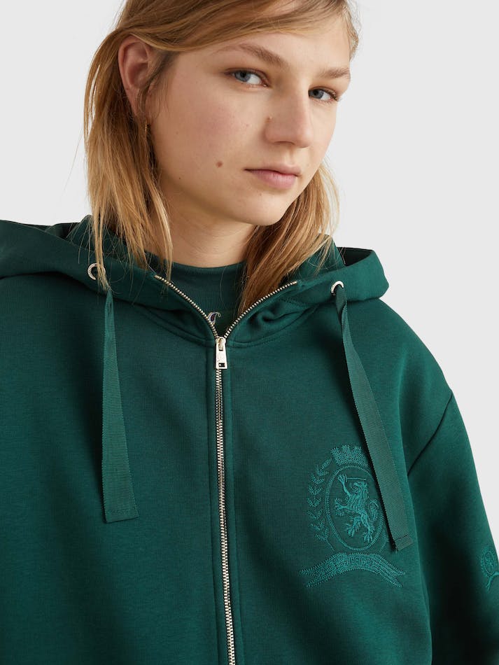 Tommy Hilfiger Classics Crest Hoodie Women's Dress Hunter | FV8HWuNUgxUC