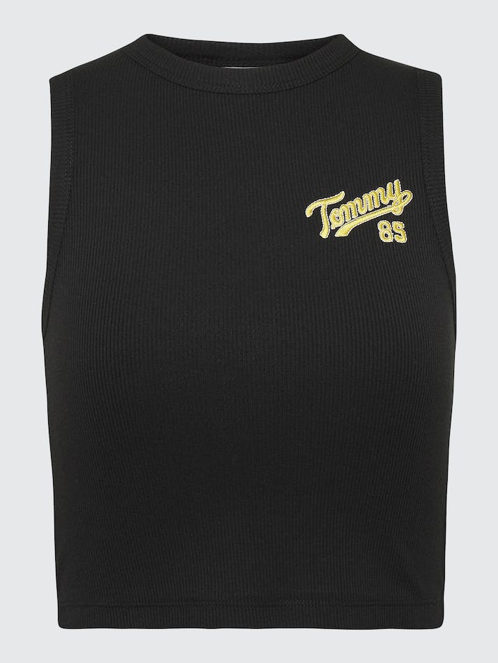 Tommy Jeans College Crop Tank Women's T Shirts Black | GTDo71XhNkKL