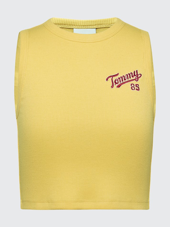 Tommy Jeans College Crop Tank Women's T Shirts Yellow | lKgFCl9dL3KK