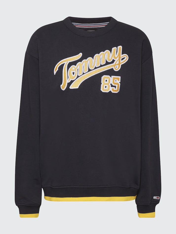 Tommy Jeans College Logo Relaxed Fit Women's Sweatshirt Black | 27cgnsyr4kVy