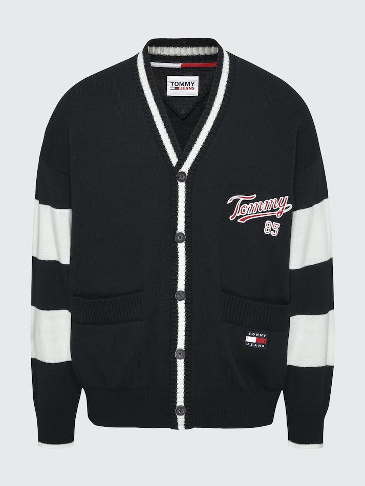 Tommy Jeans College Oversized Men's Cardigan Black | O4G1neXD1UDo