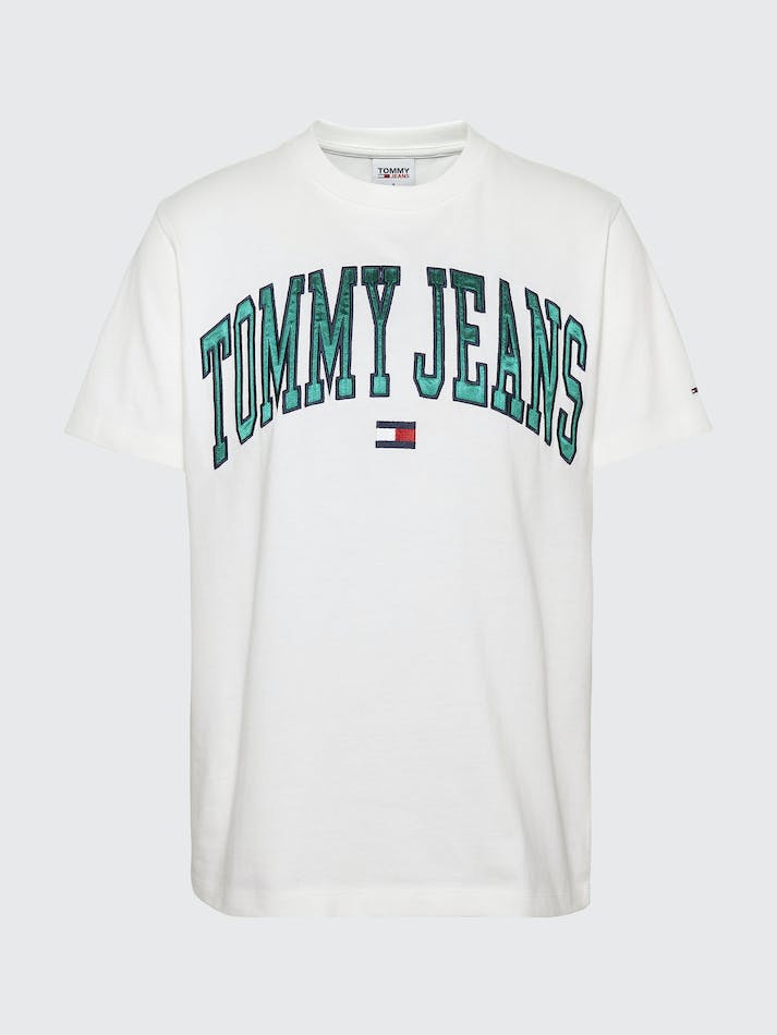 Tommy Jeans College Relaxed Fit Logo Women's T Shirts White | 3LcAC55Dsy1z