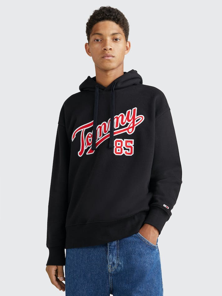 Tommy Jeans College Relaxed Men's Hoodie Black | 4eaD1NcFQMaB