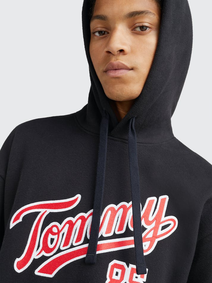 Tommy Jeans College Relaxed Men's Hoodie Black | 4eaD1NcFQMaB