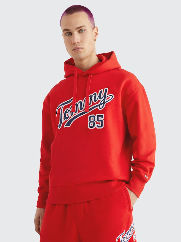 Tommy Jeans College Relaxed Men's Hoodie Deep Red | FY3vjccI2Np7