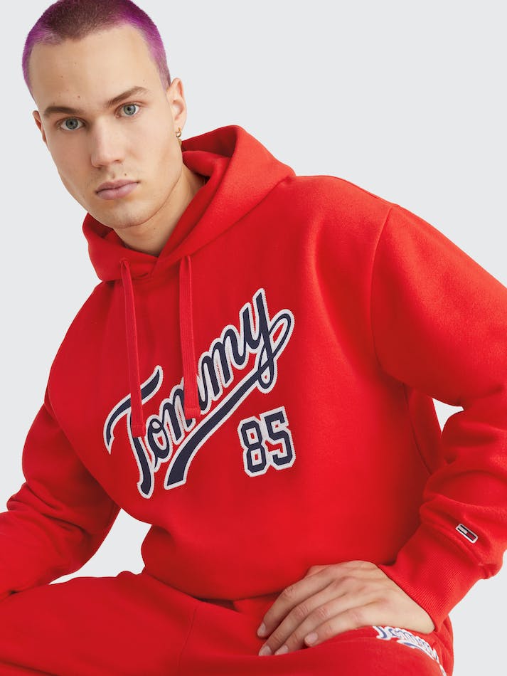 Tommy Jeans College Relaxed Men's Hoodie Deep Red | FY3vjccI2Np7