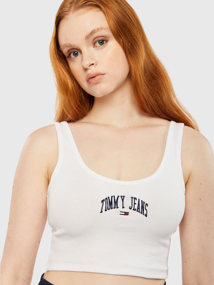 Tommy Jeans College Women's T Shirts White | dWj1frKm8Vks