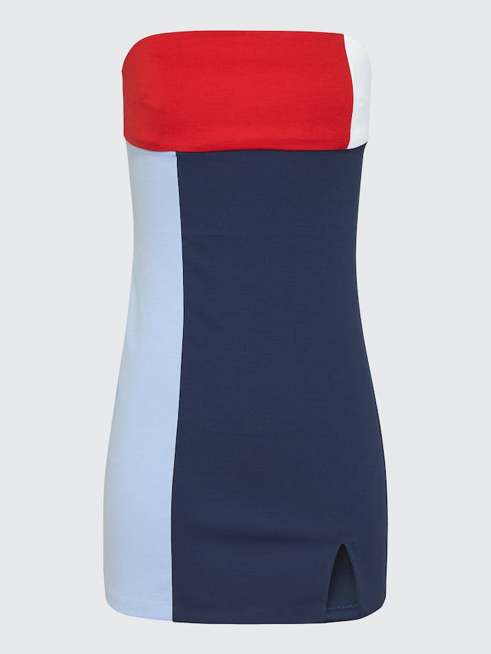 Tommy Jeans Colour-Blocked Bodycon Women's Dress Navy / Multicolor | KqFt30mggGVf