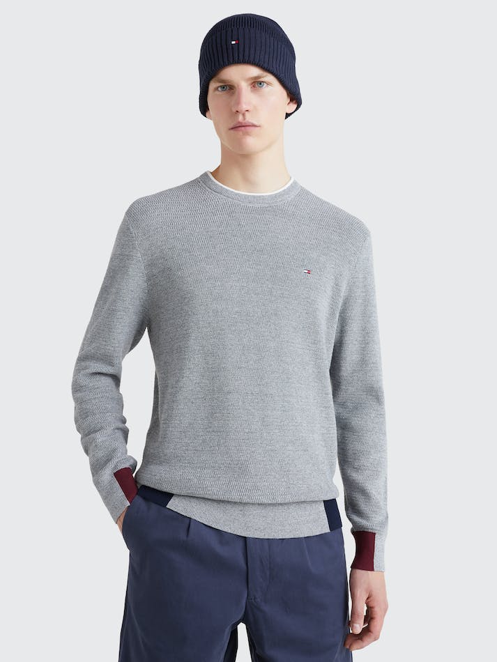 Tommy Hilfiger Colour-Blocked Crew Neck Men's Jumpers Dark Grey | royXccPI4Q3s