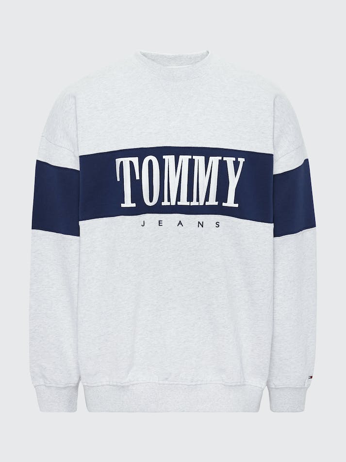 Tommy Jeans Colour-Blocked Logo Embroidery Men's Sweatshirt Silver Grey | MstbAC3M9fJE