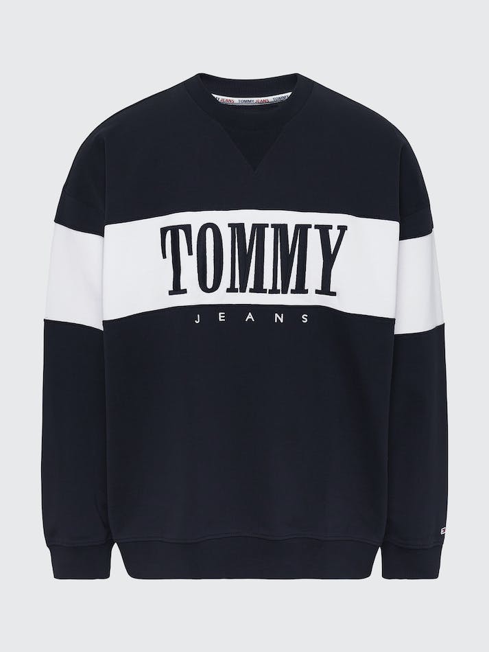 Tommy Jeans Colour-Blocked Logo Embroidery Men's Sweatshirt Black | OZQmSmYkoOpa