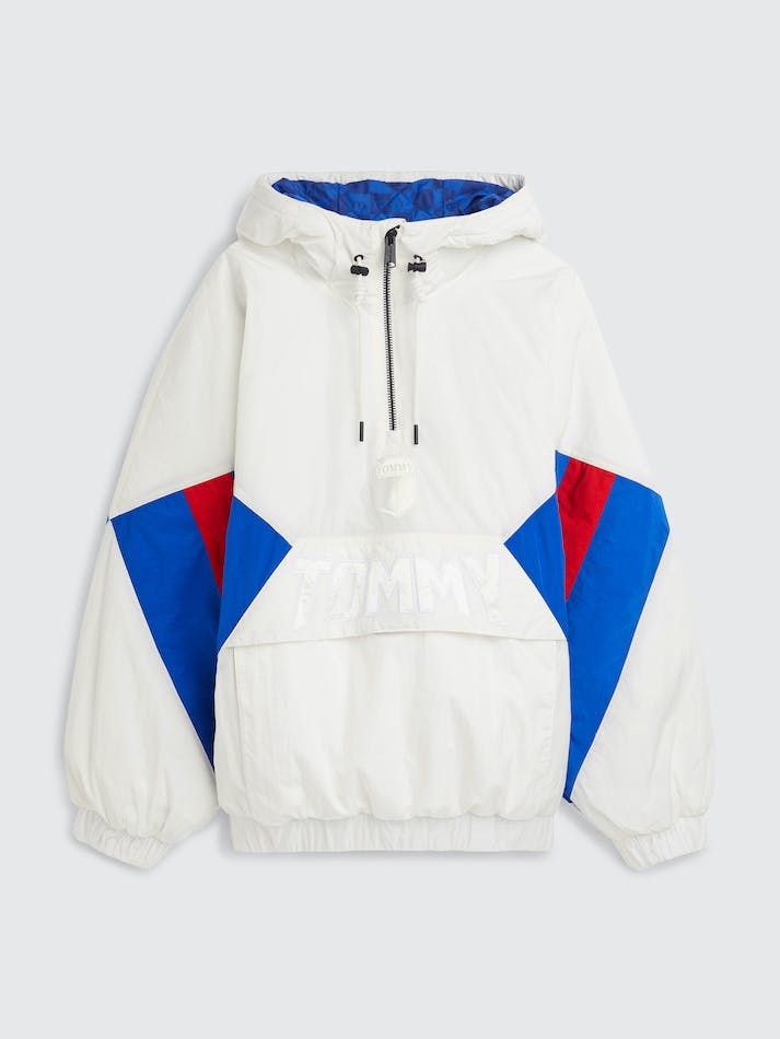 Tommy Jeans Colour-Blocked Padded Popover Unisex Jackets White | ZLZRjVkO9ilx