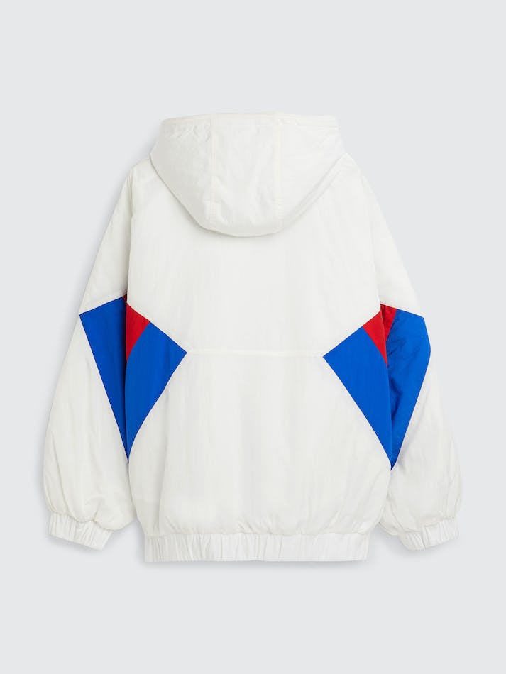 Tommy Jeans Colour-Blocked Padded Popover Unisex Jackets White | ZLZRjVkO9ilx