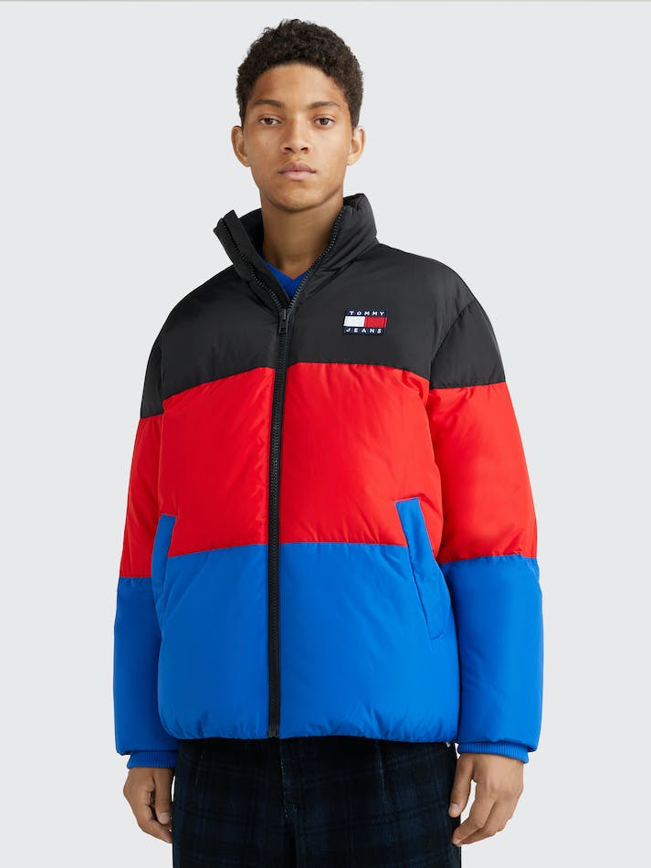 Tommy Jeans Colour-Blocked Puffer Men's Jackets Blue / Multicolor | ok8NIWq4uLgp