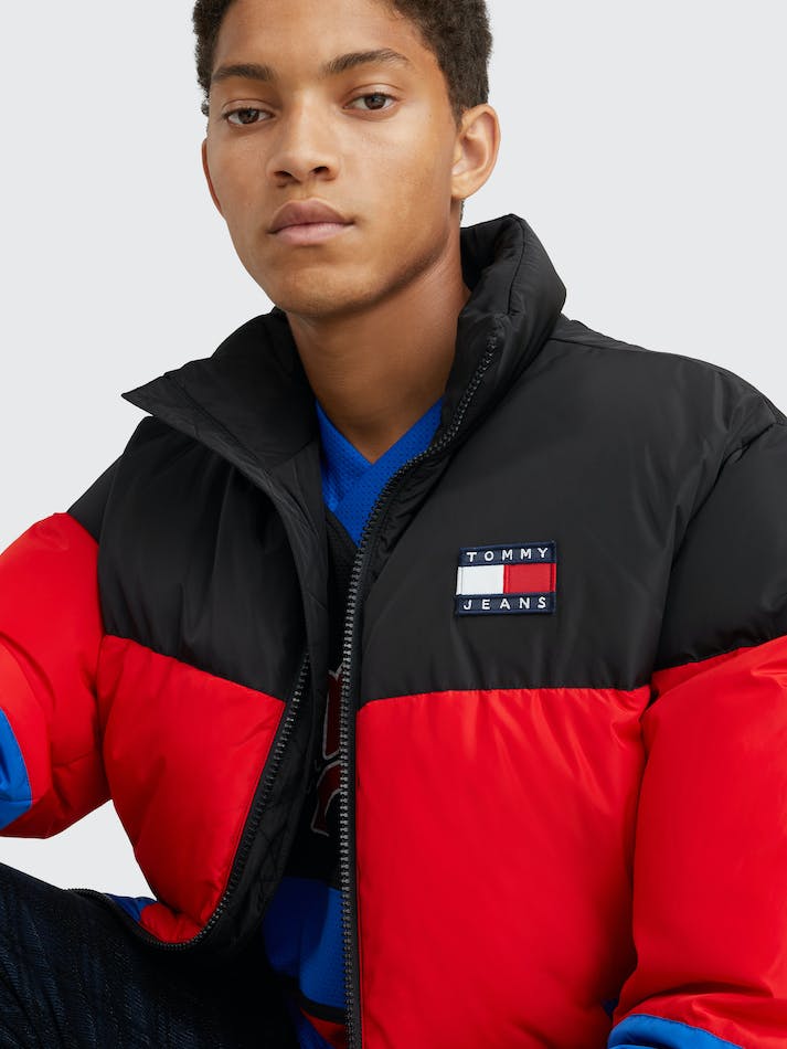 Tommy Jeans Colour-Blocked Puffer Men's Jackets Blue / Multicolor | ok8NIWq4uLgp