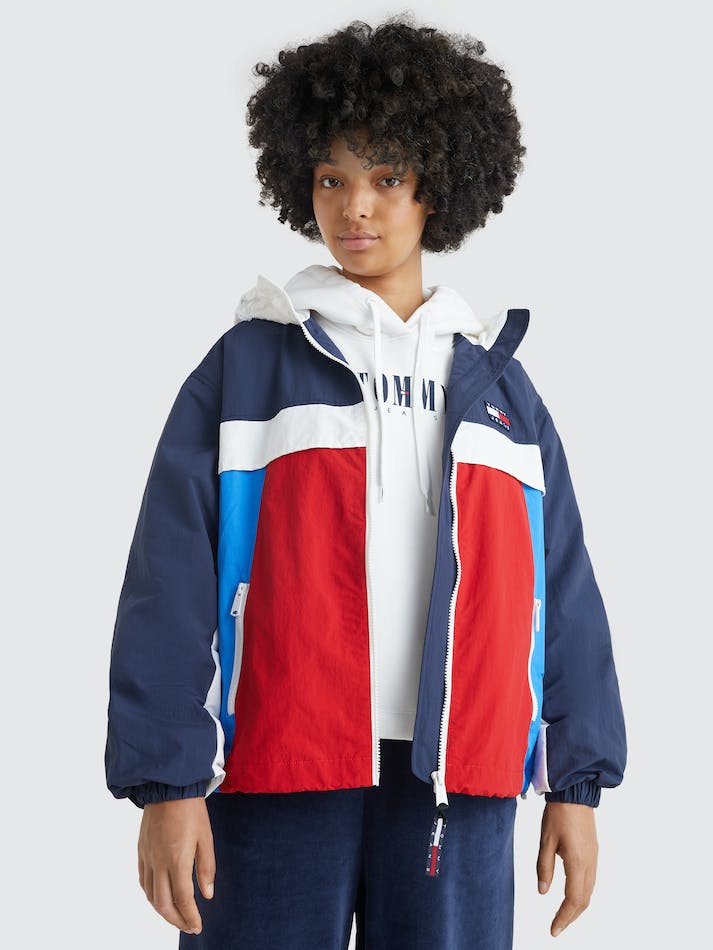 Tommy Jeans Colour-Blocked Recycled Chicago Women's Windbreaker Navy / Deep | s0oVB6VQUArm