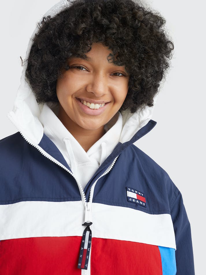 Tommy Jeans Colour-Blocked Recycled Chicago Women's Windbreaker Navy / Deep | s0oVB6VQUArm